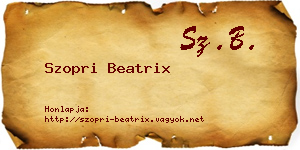 Szopri Beatrix névjegykártya